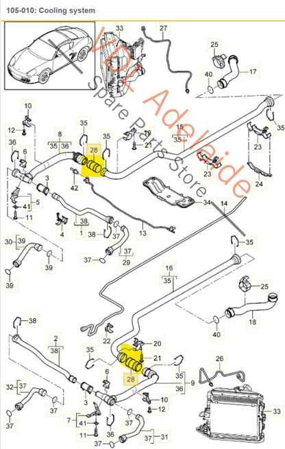 Porsche Cayman R 987 Coolant Hose Joiner Sleeve 99710655103 99710655103