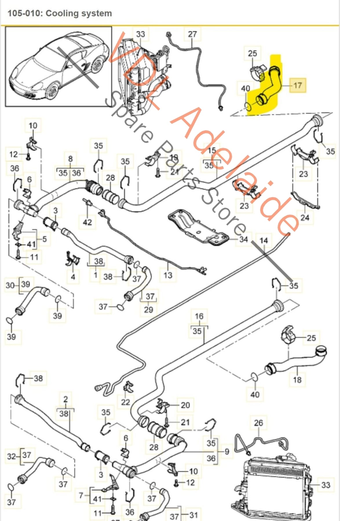 Porsche Cayman R 987 Coolant Return Hose 98710650231 98710650231