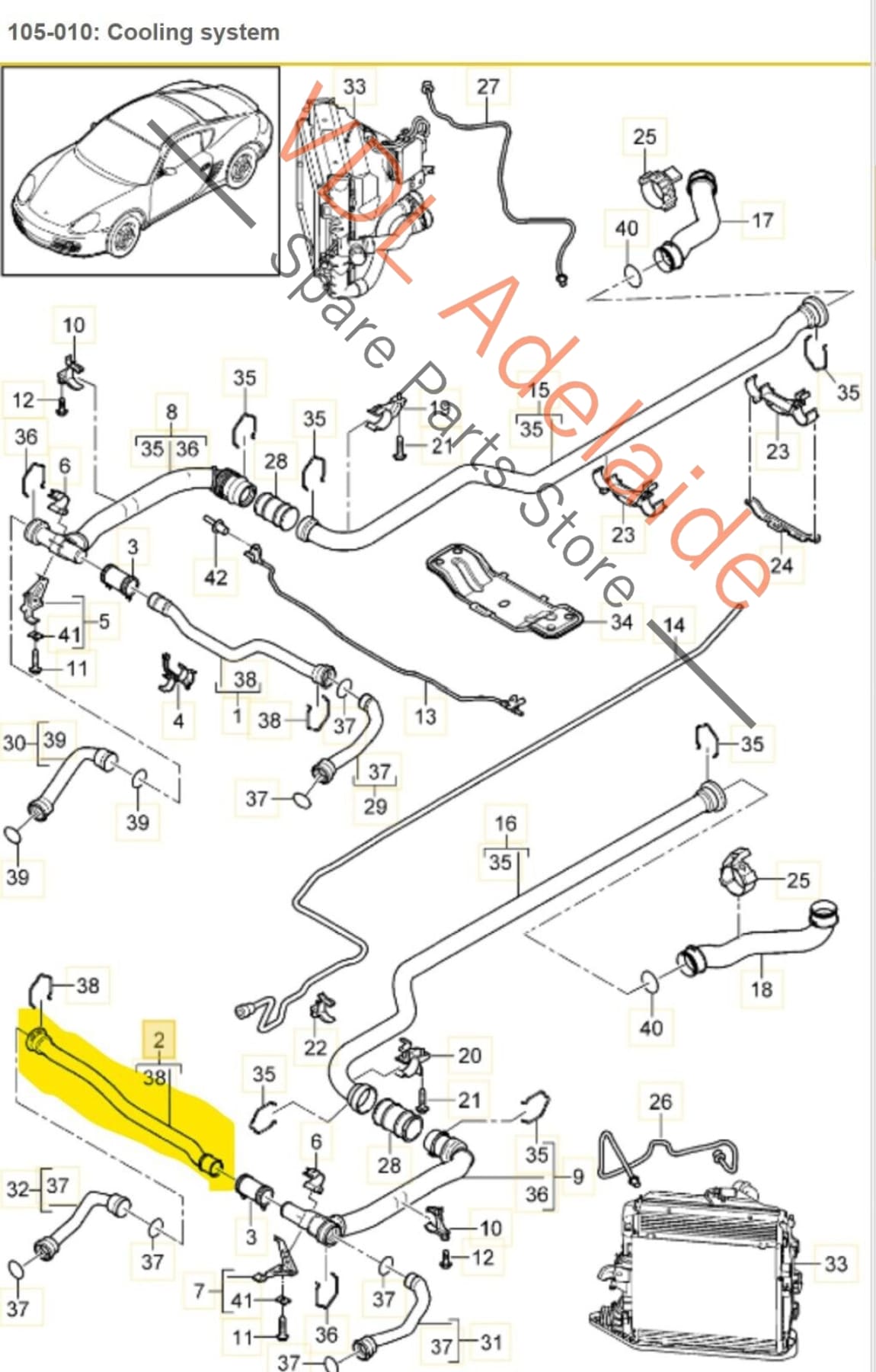 Porsche Cayman R 987 Coolant Hose 99710672003 99710672003